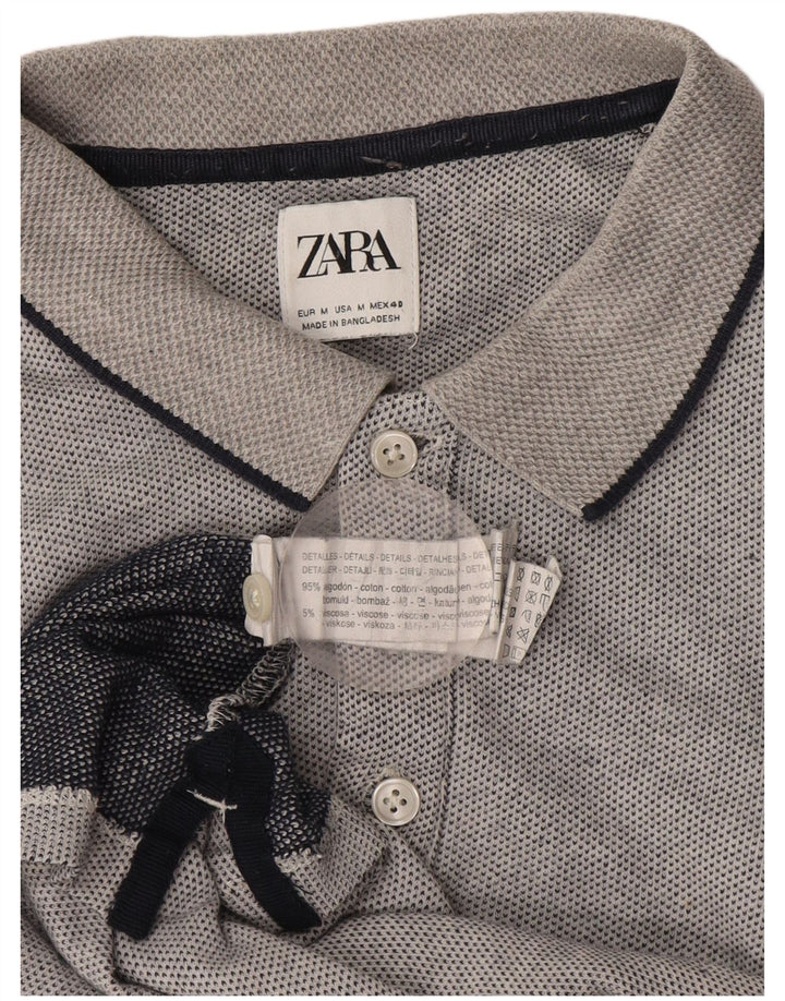 Ανδρικό πουκάμισο πόλο Zara, μεσαίο γκρι βαμβακερό
