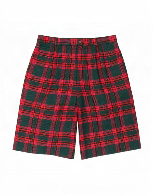 Lucia Womens High Waist Pegged Bermuda Shorts UK 16 Large W28 Green Plaid