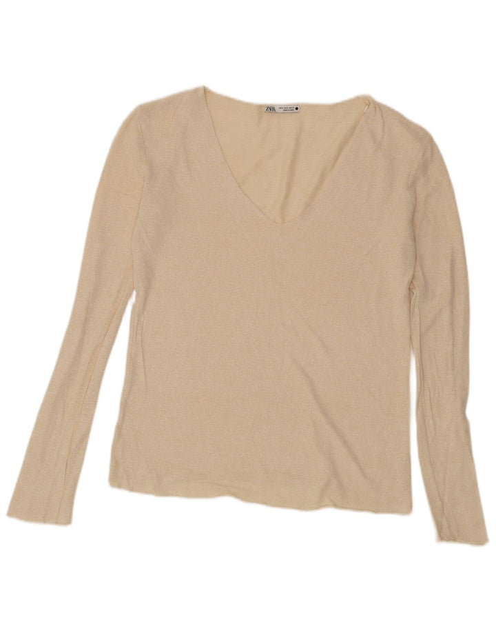 Zara Γυναικείο τοπ μακρυμάνικο UK 14 Medium Beige