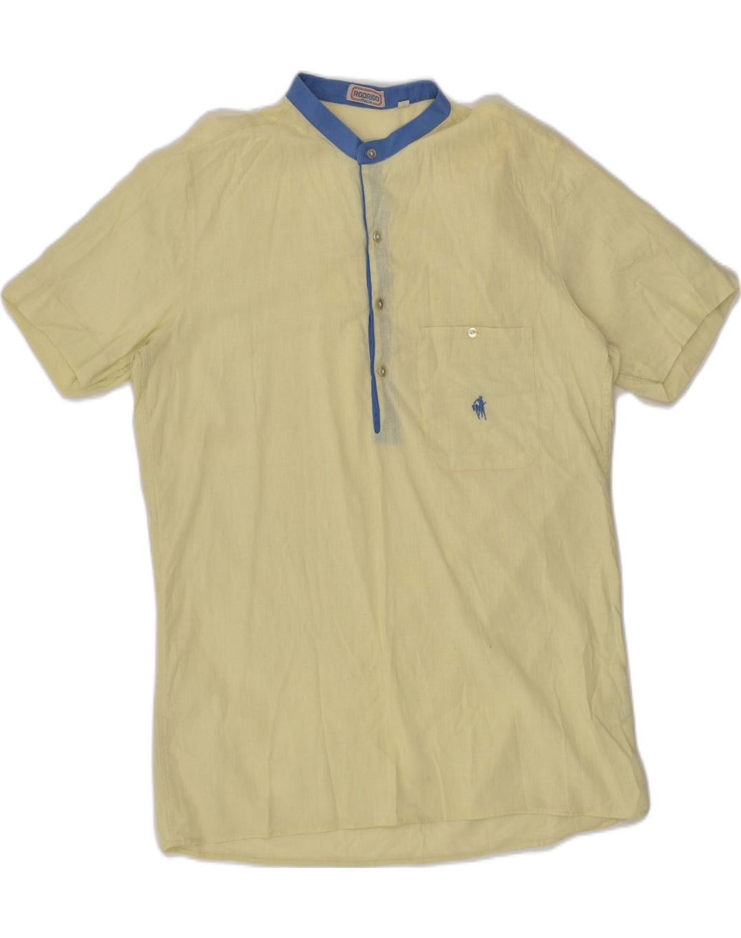 RODRIGO Mens Short Sleeve Pullover Shirt Size 39 Medium Yellow | Vintage Rodrigo | Thrift | Second-Hand Rodrigo | Used Clothing | Messina Hembry 