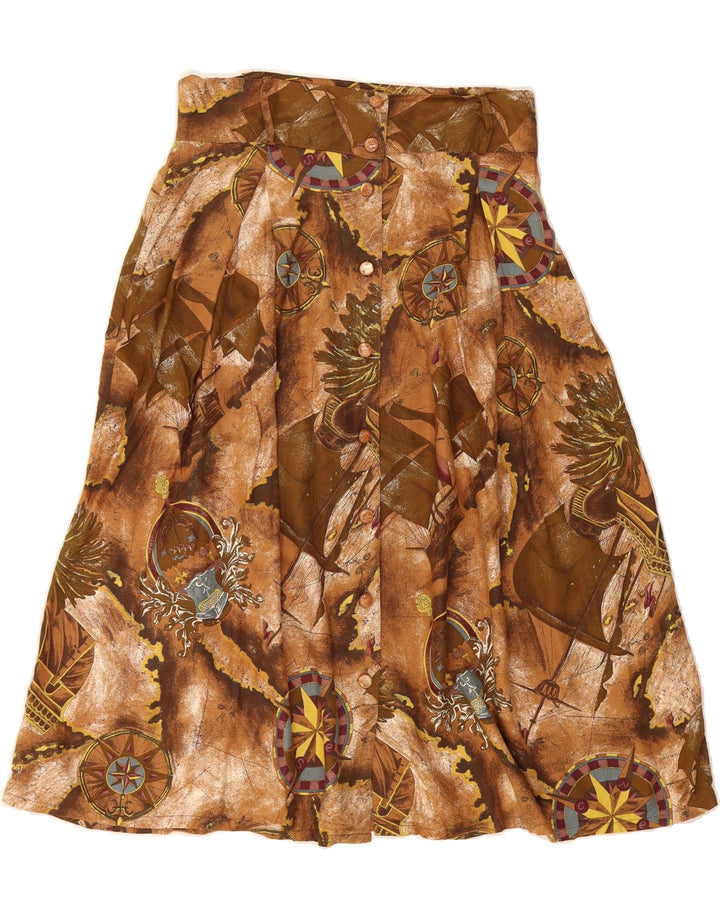 VINTAGE Womens Abstract Pattern A-Line Skirt IT 46 Large W30  Brown Vintage Vintage and Second-Hand Vintage from Messina Hembry 