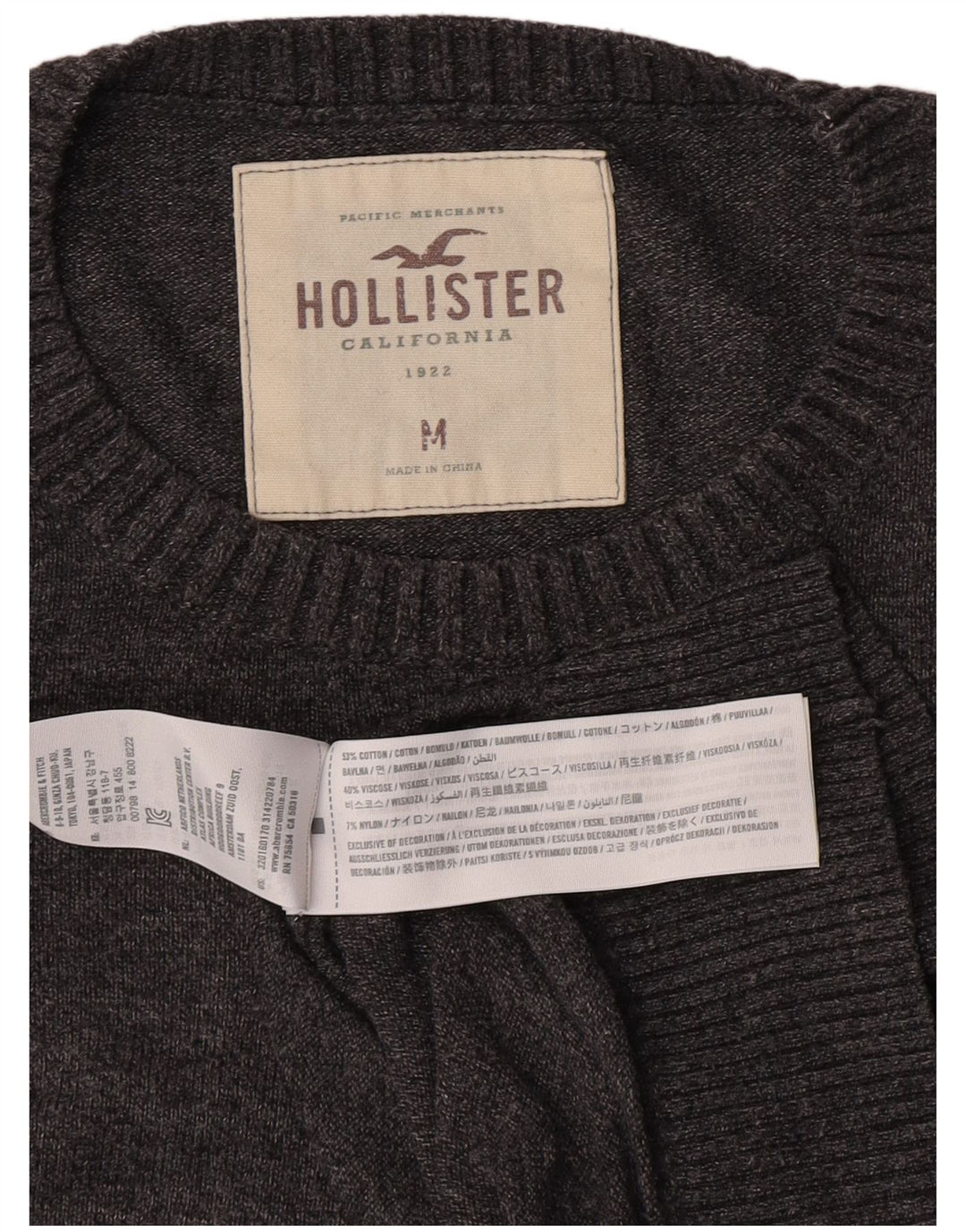 Ανδρικό πουλόβερ με λαιμόκοψη Hollister μεσαίο βαμβακερό
