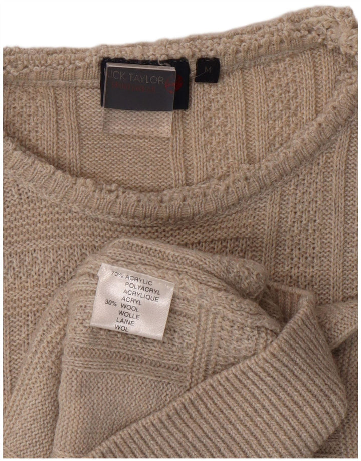 NICK TAYLOR Mens Crew Neck Jumper Sweater Medium Grey Acrylic