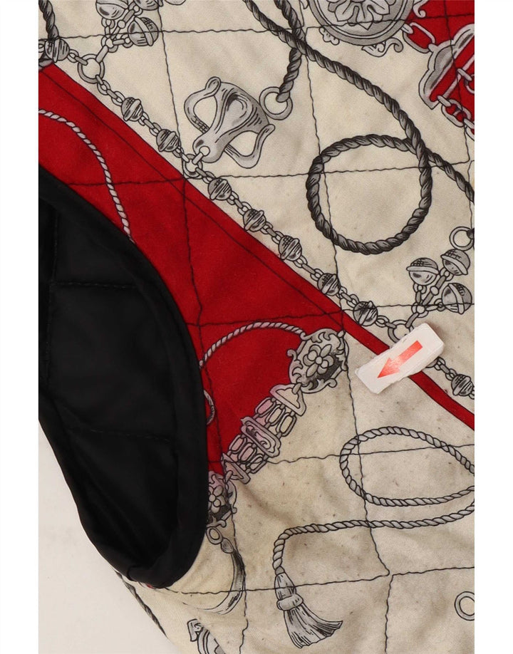Vintage γυναικείο αφηρημένο μοτίβο καπιτονέ Gilet UK 14 Μεγάλο πολύχρωμο