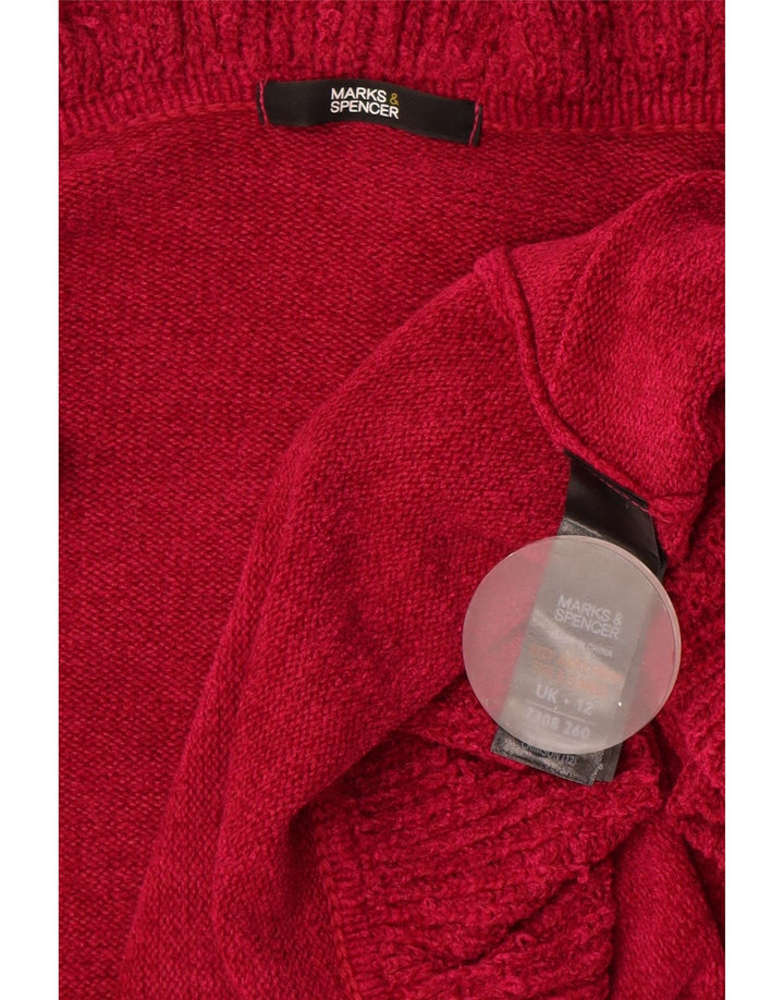 Marks & Spencer Γυναικείο πουλόβερ ανοιχτό βολάν ζακέτα UK 12 Medium Pink