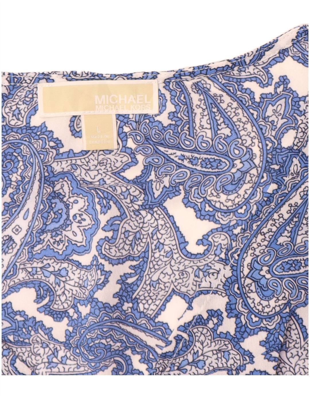 MICHAEL KORS Γυναικεία αμάνικη μπλούζα τοπ UK 16 Large Blue Paisley