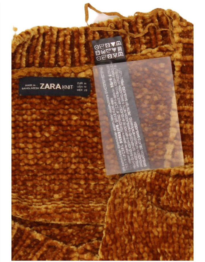 ZARA Γυναικείο πουλόβερ με λαιμόκοψη μεγάλου μεγέθους UK 14 μεσαίο καφέ ελαστομερές