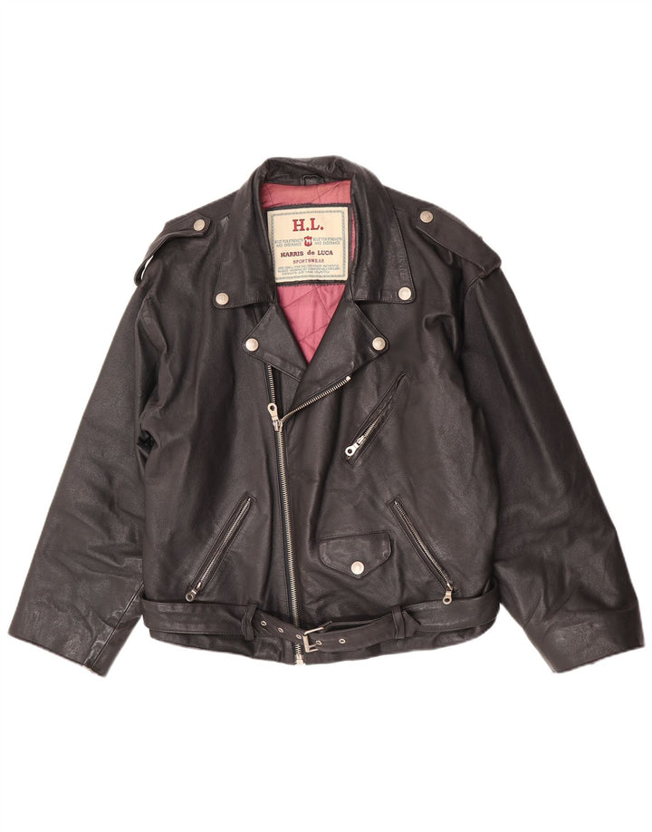 HARRIS de LUCA Ανδρικό Δερμάτινο Μπουφάν Biker UK 38 Medium Black Leather