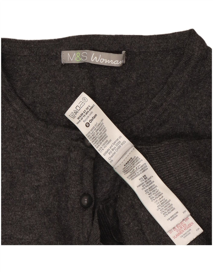 Marks & Spencer Γυναικείο πουλόβερ Crop Cardigan UK 14 Medium Grey Viscose