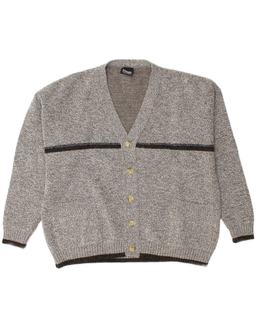 PROJECT Mens Loose Fit Cardigan Sweater Medium Green Flecked Wool