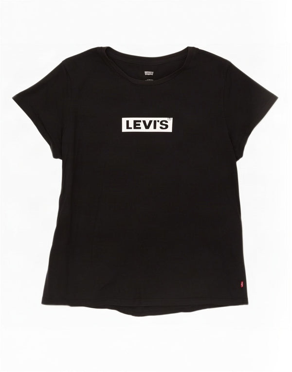 Γυναικείο γραφικό T-Shirt Levi's Top UK 18 XL Μαύρο βαμβακερό