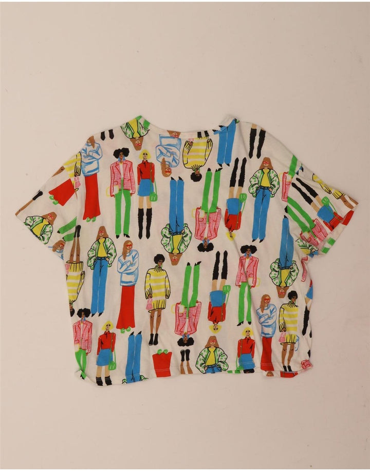 Γυναικεία Zara Abstract Pattern Crop Graphic T-shirt Top 16 Large Off White