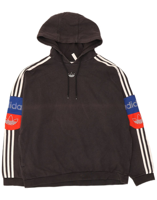 Ανδρικό γραφικό κουκούλα Adidas, μεσαίο μαύρο βαμβακερό