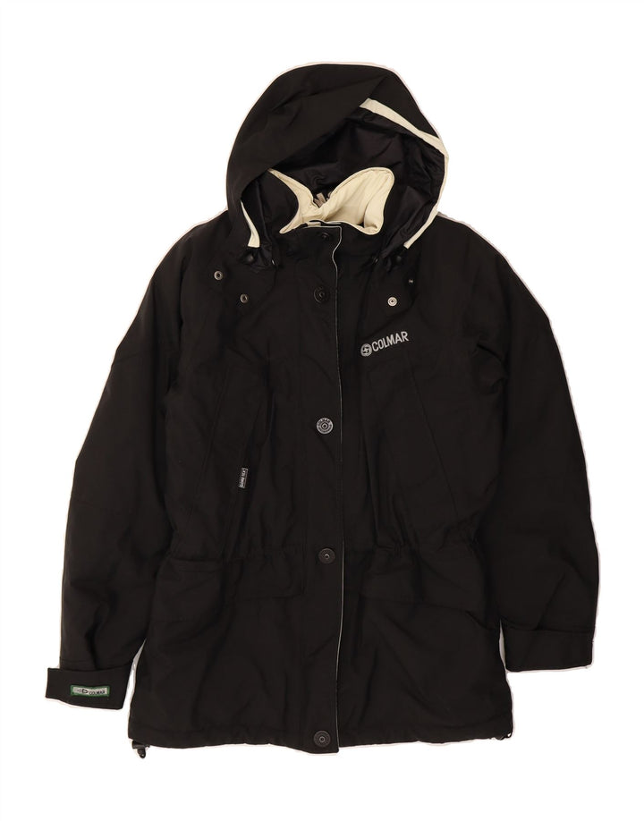 COLMAR Womens Hooded Windbreaker Jacket IT 42 Medium Black Polyamide Vintage Colmar and Second-Hand Colmar from Messina Hembry 