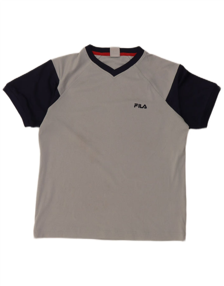 FILA Boys Graphic T-Shirt Top 11-12 Years Medium Grey Colourblock