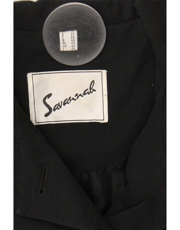SAVANNAH Womens Overcoat UK 14 Large Black Polyester