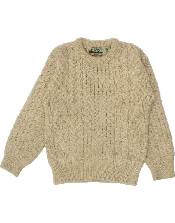ARANCRAFTS Γυναικείο πουλόβερ με λαιμό βάρκα UK 10 Small Beige Wool