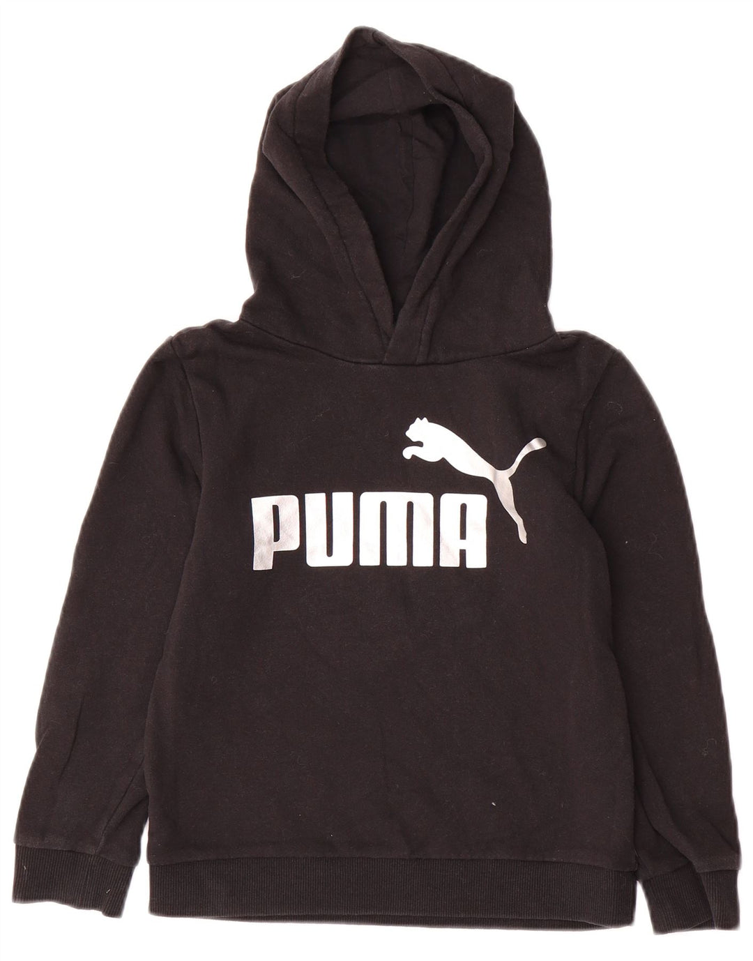 PUMA Girls Graphic Hoodie Jumper 7-8 ετών Μαύρο βαμβακερό