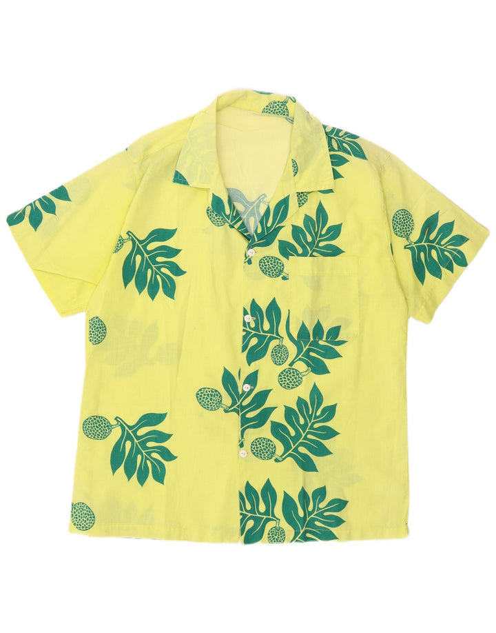 Vintage ανδρικό κοντομάνικο πουκάμισο μεσαίο κίτρινο φλοράλ