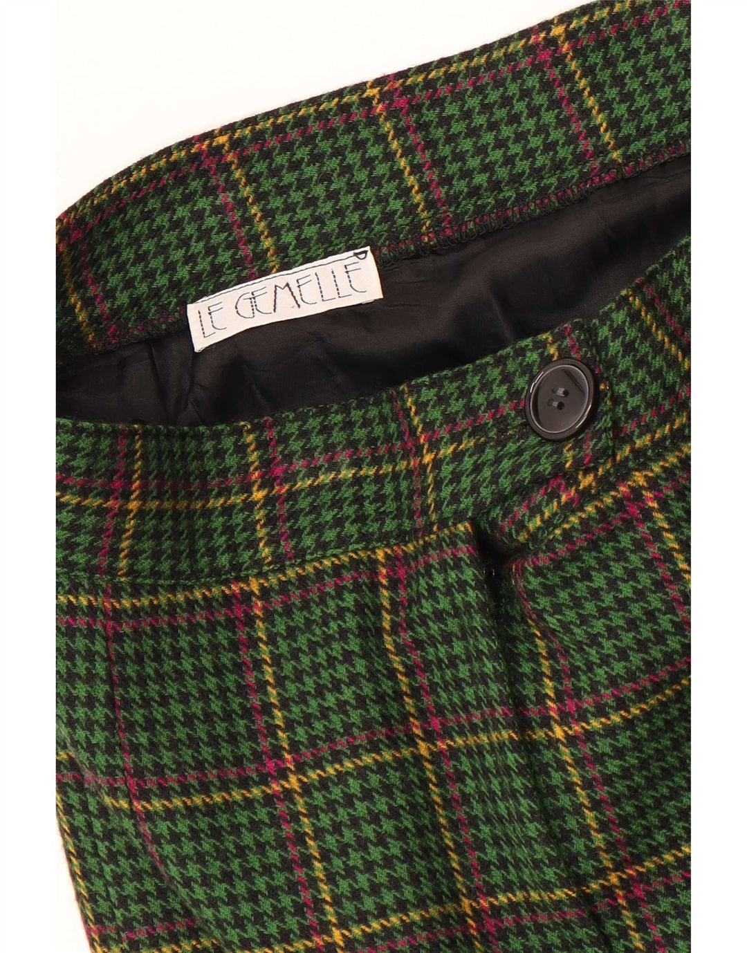 Vintage γυναικεία ίσια φούστα W28 Μεσαίο πράσινο Houndstooth