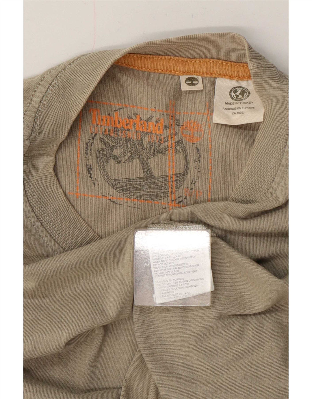 Ανδρικό γραφικό T-Shirt Timberland Top Μικρό Χακί Βαμβακερό