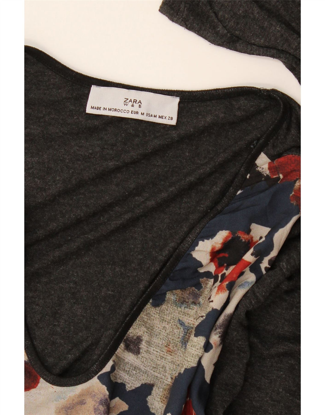 Zara Γυναικείο τοπ μακρυμάνικο UK 14 Medium Grey Floral