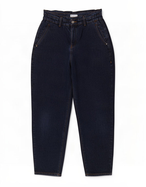 Zara Γυναικείο Crop Ψηλόμεσο Φαρδύ Τζιν EU 36 XS W26 L24 Navy Blue Cotton