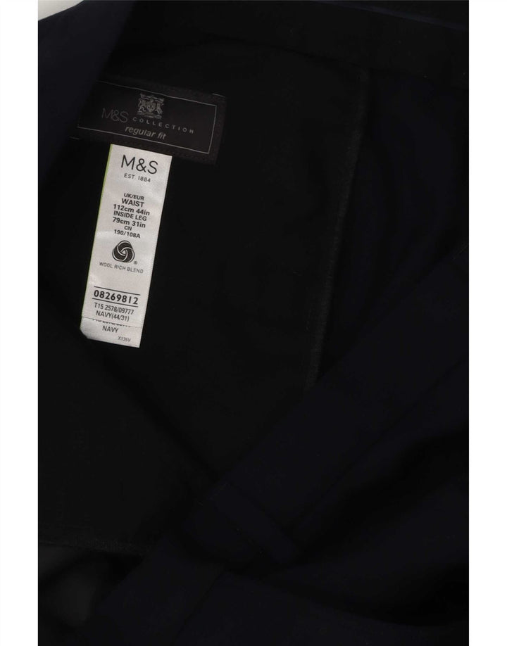 Ανδρικό παντελόνι με κανονική εφαρμογή Marks & Spencer W44 L31 Navy Blue Polyester