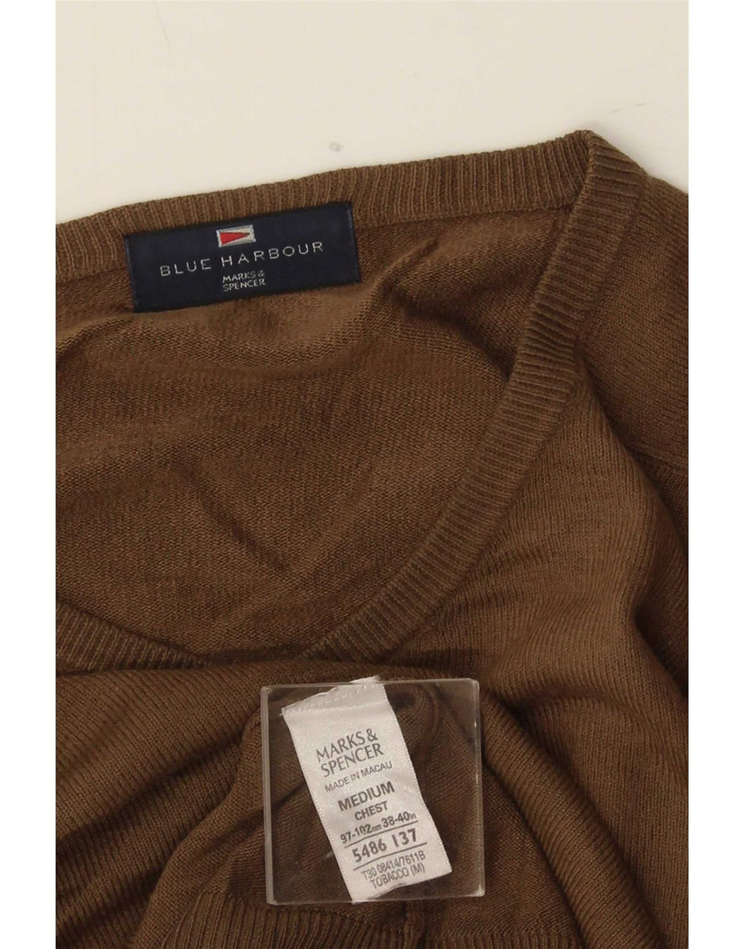 Ανδρικό πουλόβερ Marks & Spencer Blue Harbour με V-Neck Jumper Medium Beige