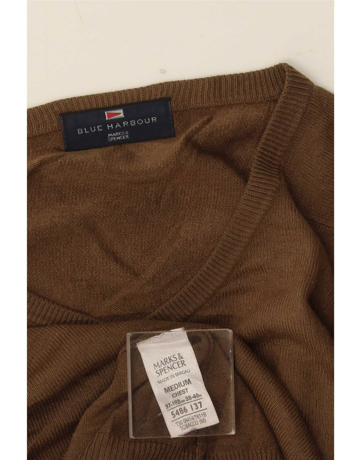 Ανδρικό πουλόβερ Marks & Spencer Blue Harbour με V-Neck Jumper Medium Beige