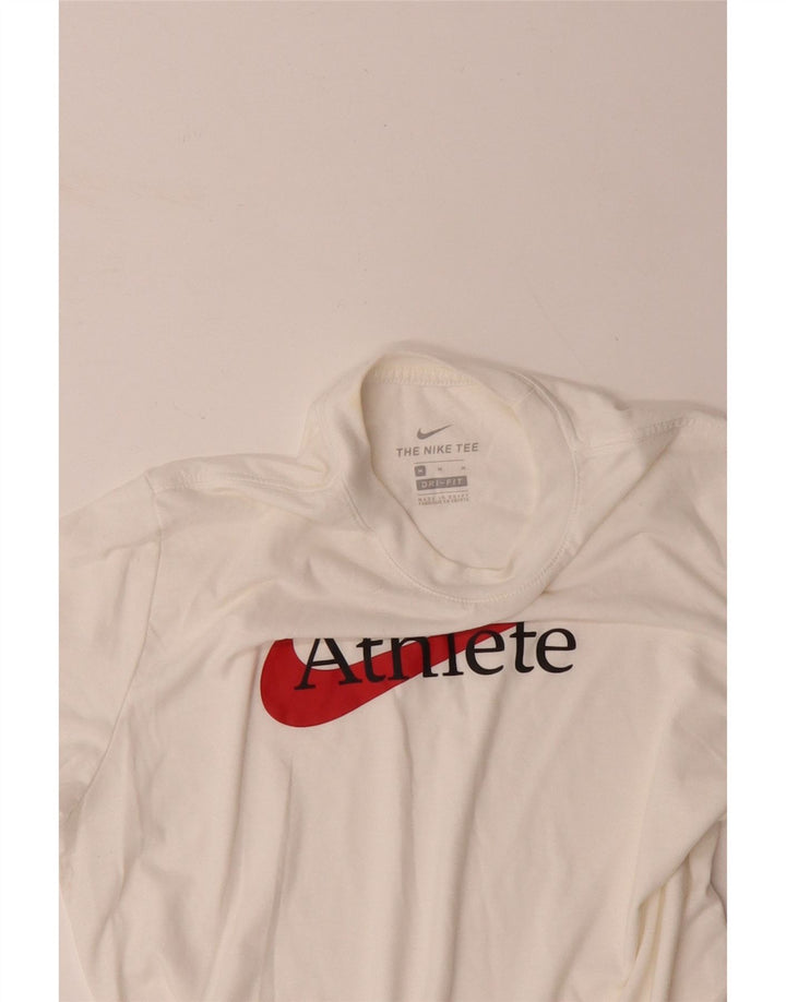 Ανδρικό γραφικό μπλουζάκι NIKE Dri Fit, μεσαίο λευκό βαμβακερό