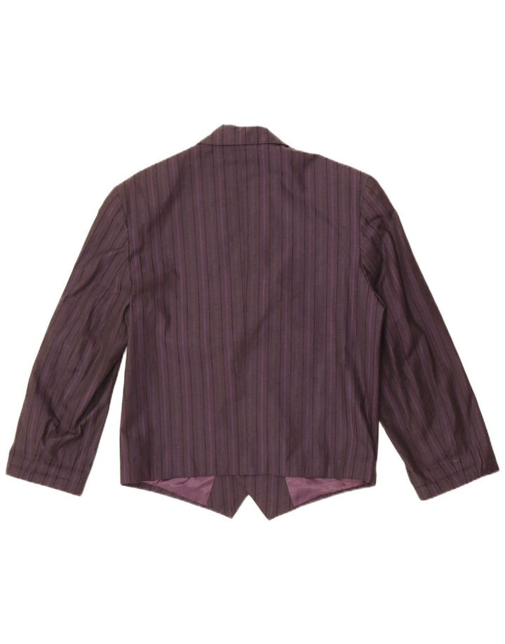 Vintage γυναικείο διπλό μπουφάν μπλέιζερ UK 14 Medium Purple ριγέ