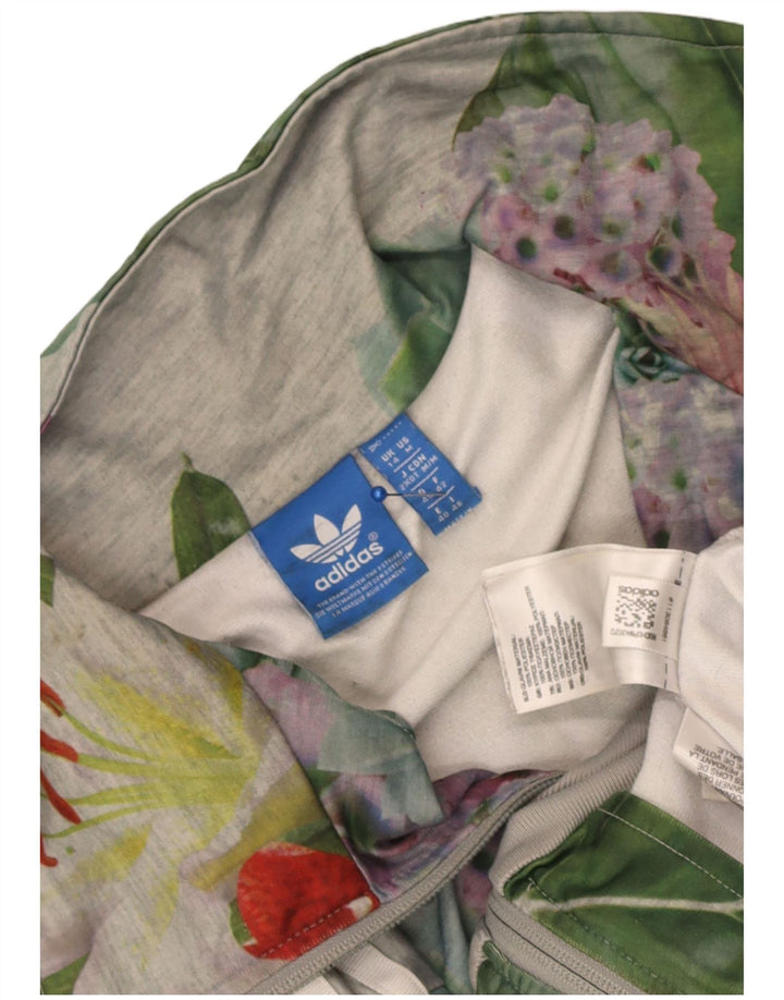 Γυναικεία αθλητική φόρμα γραφικών Adidas Top Jacket UK 14 Medium Grey Floral