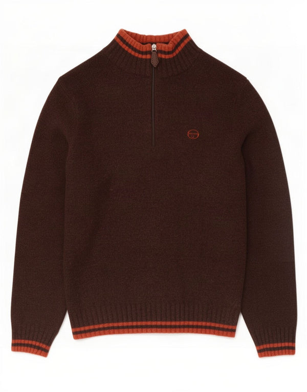 Sergio Tacchini γυναικείο πουλόβερ με φερμουάρ UK 18 XL καφέ μαλλί