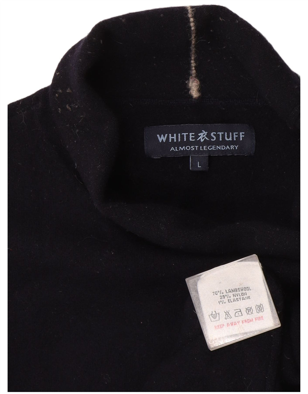 White Stuff Γυναικείο πουλόβερ με ρολό λαιμόκοψη UK 16 Large Navy Blue Wool