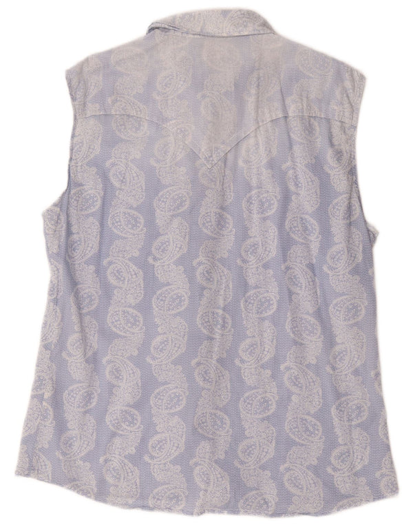 Diesel γυναικείο αμάνικο πουκάμισο UK 16 Large Blue Paisley Βαμβακερό