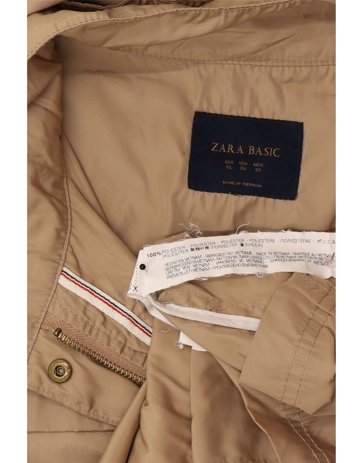 Zara Γυναικείο Μπουφάν Utility με Κουκούλα UK 18 XL Beige Polyester