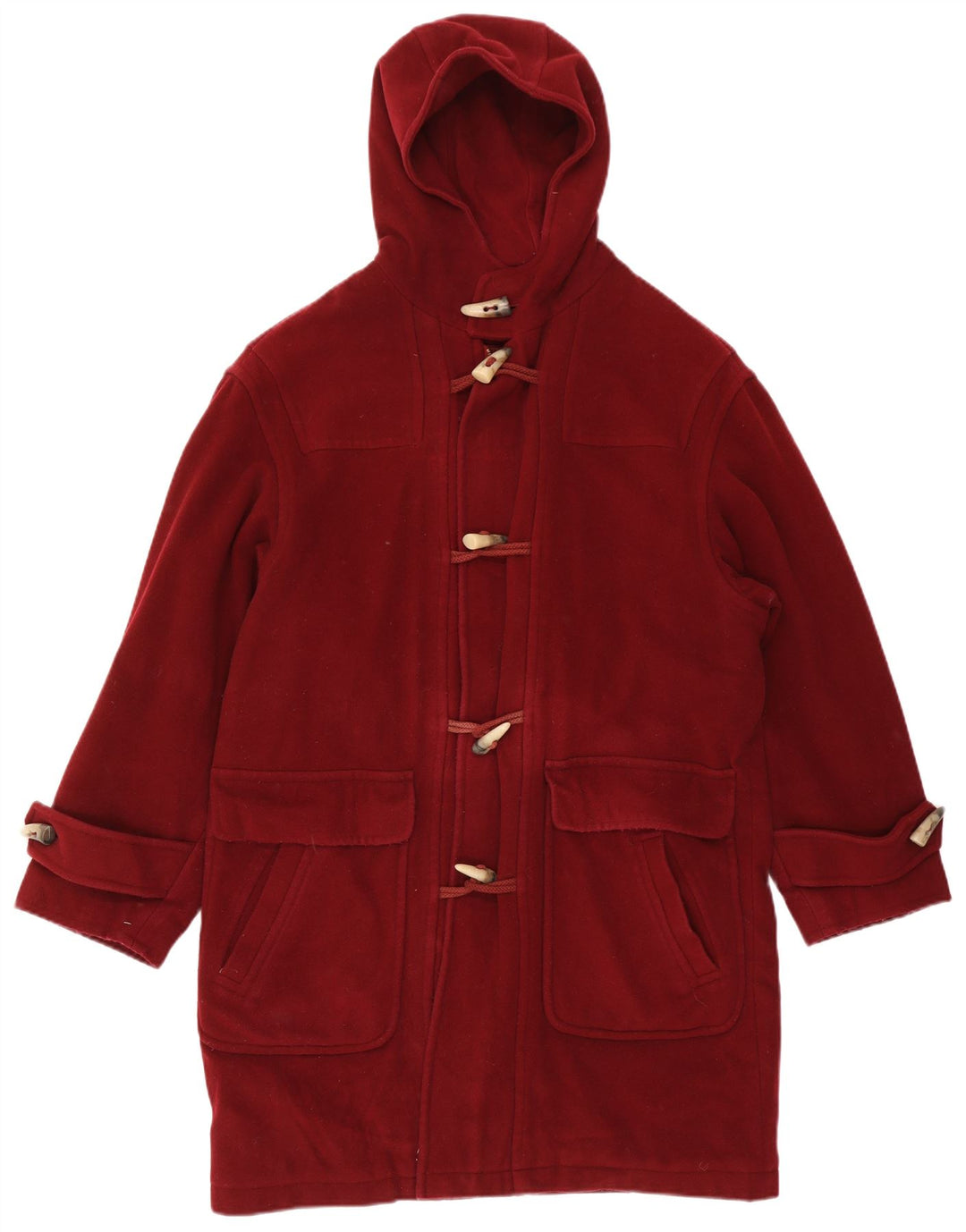 Vintage Γυναικείο παλτό Duffle με κουκούλα IT 52 2XL Κόκκινο μαλλί