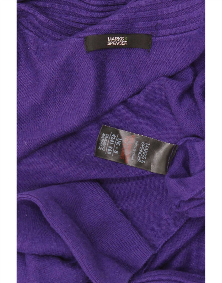 Marks & Spencer Γυναικείο Longline ανοιχτό πουλόβερ ζακέτα UK 8 Small Purple