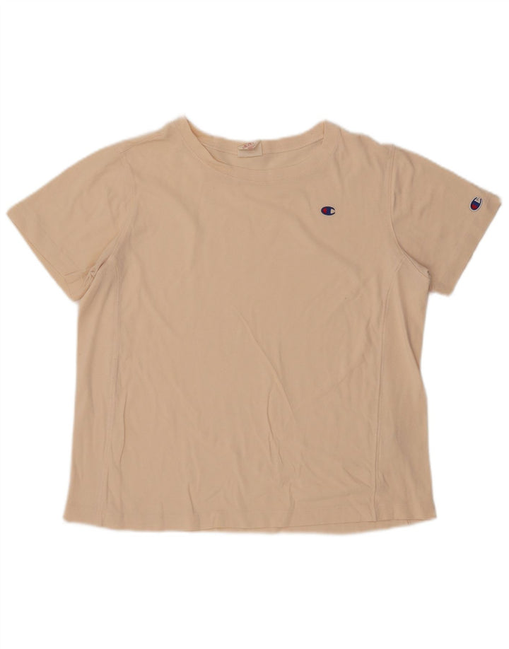 Champion Γυναικείο T-Shirt Top UK 16 Large Beige βαμβακερό