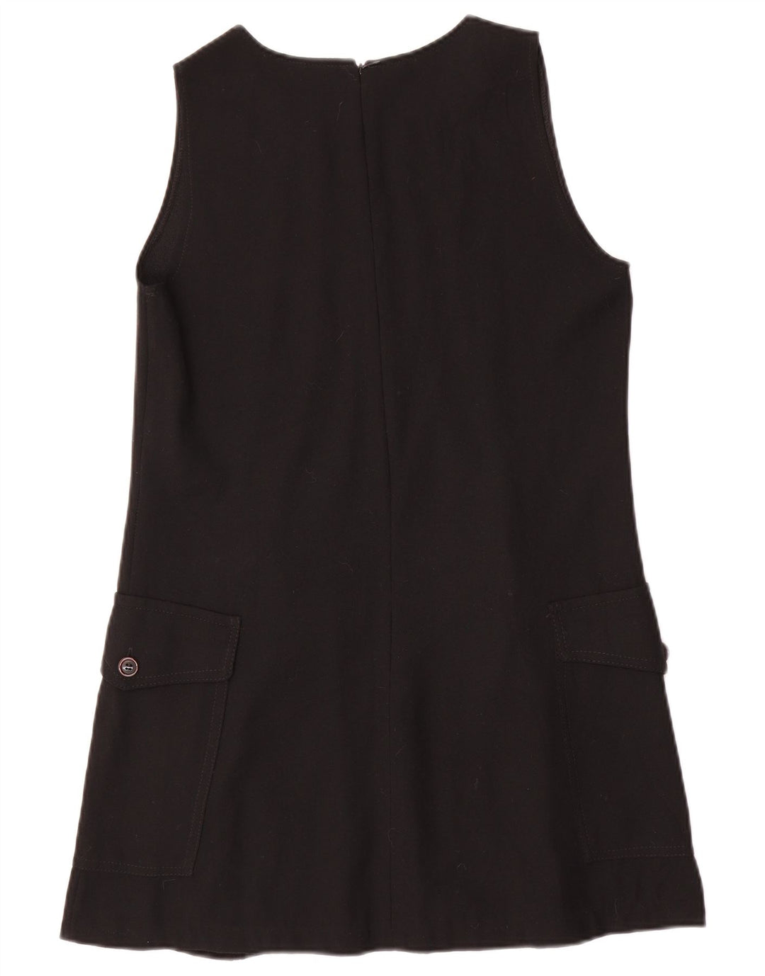 Vintage γυναικείο αμάνικο φόρεμα A-Line UK 12 μεσαίο μαύρο μαλλί