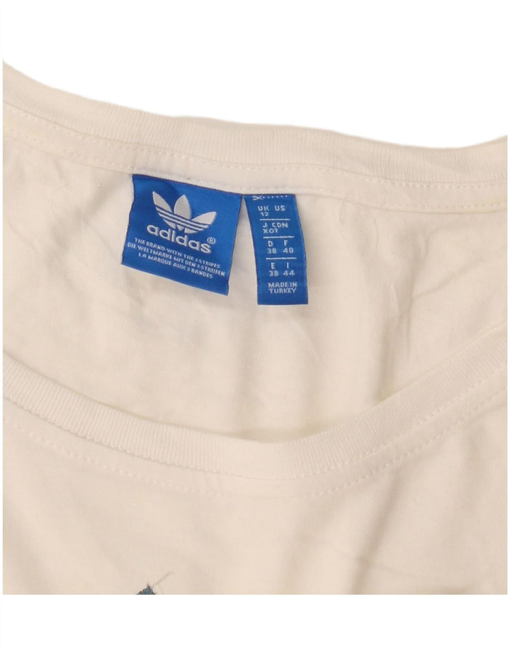 Γυναικείο γραφικό T-Shirt Adidas Top UK 12 Medium White