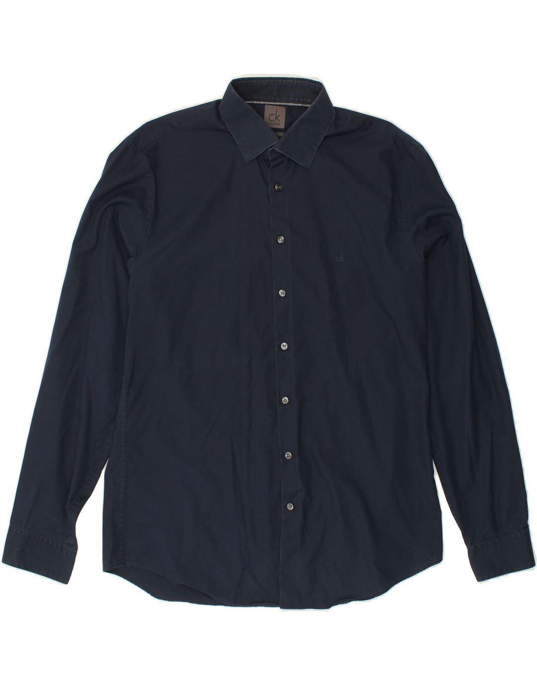 CALVIN KLEIN Mens Fitted Shirt Size 42 16 1/2 Large Navy Blue Vintage Calvin Klein and Second-Hand Calvin Klein from Messina Hembry 