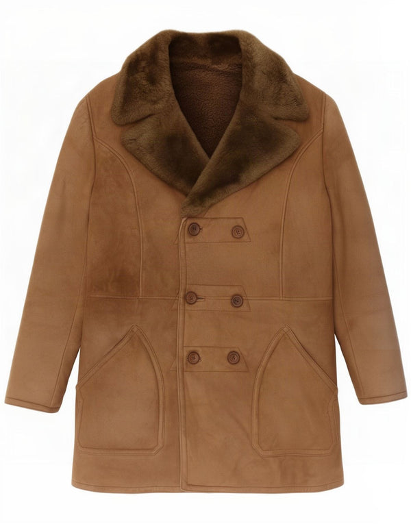 Vintage Ανδρικό Shearling Παλτό UK 40 Large Brown