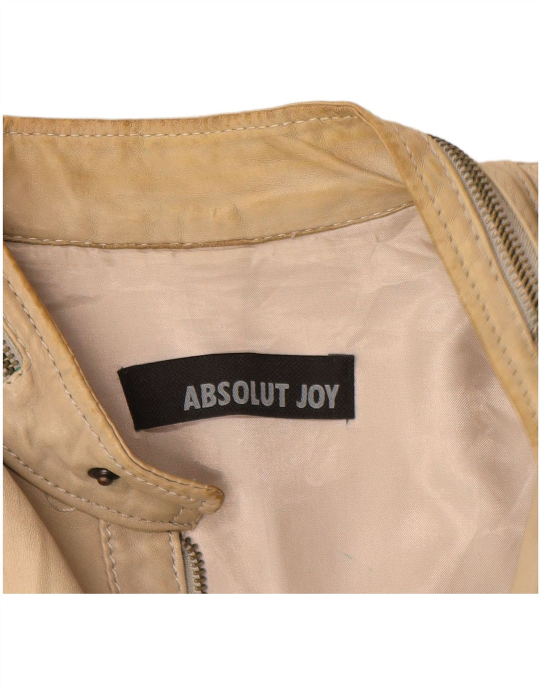 Vintage Γυναικείο Δερμάτινο Μπουφάν UK 16 Large Beige Leather