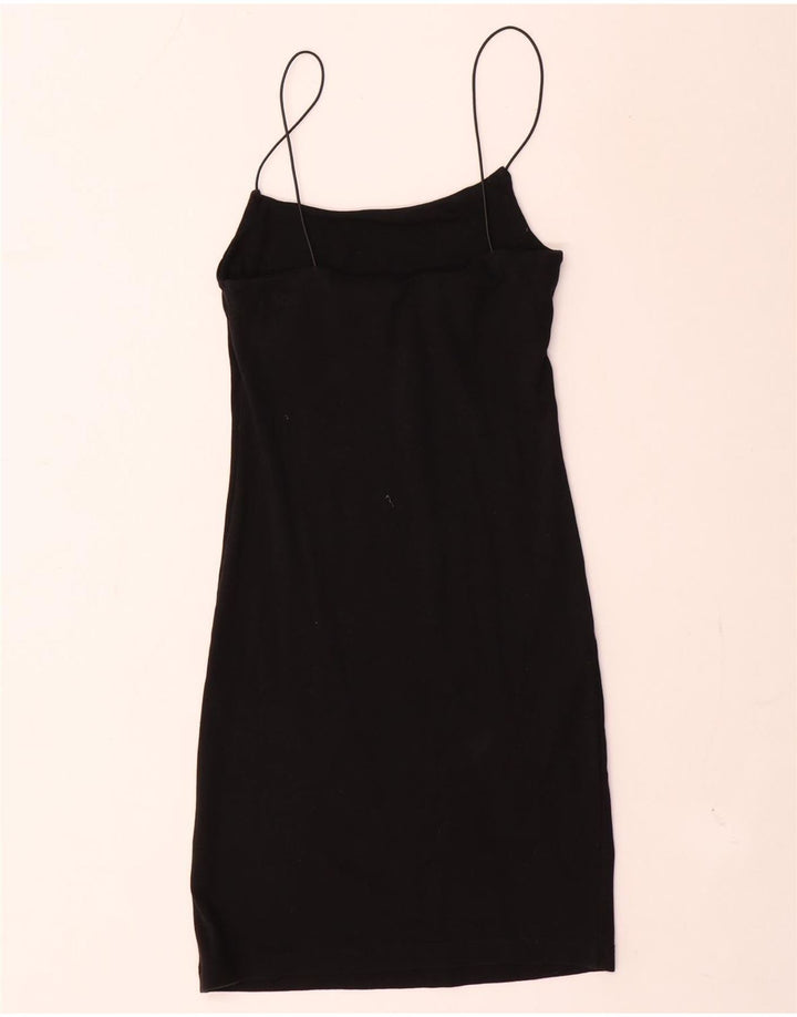 Zara Γυναικείο Slip Dress UK 12 Μέτριο μαύρο βαμβακερό