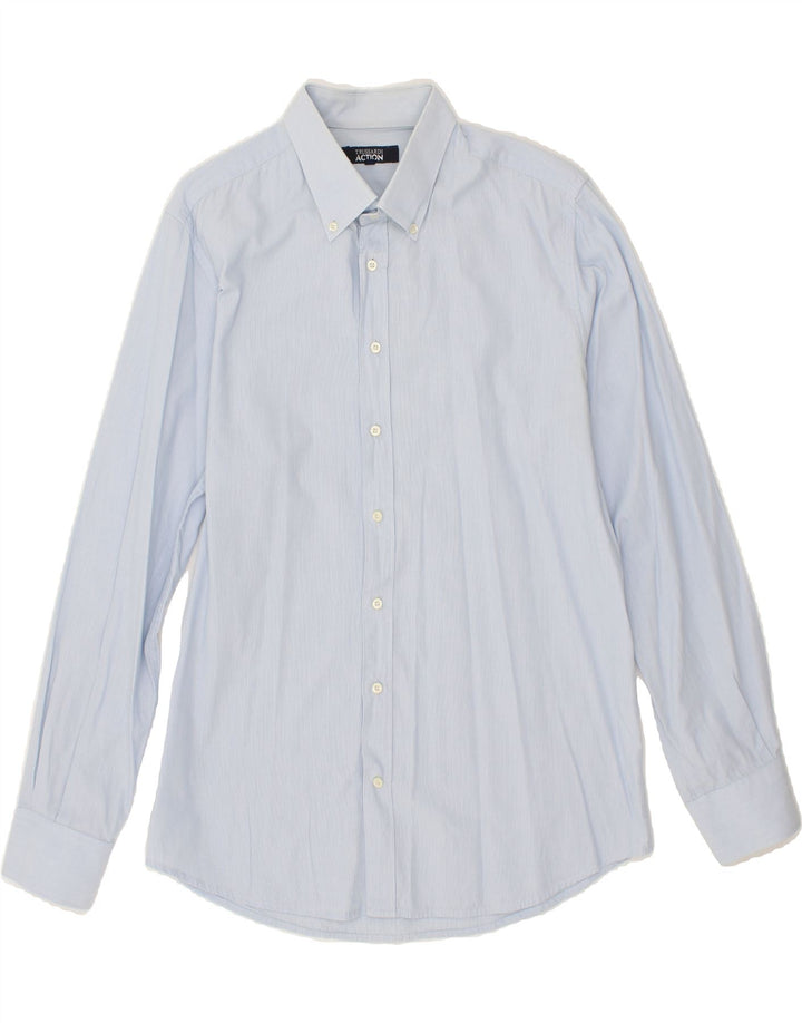 TRUSSARDI Mens Shirt Large Blue Vintage Trussardi and Second-Hand Trussardi from Messina Hembry 