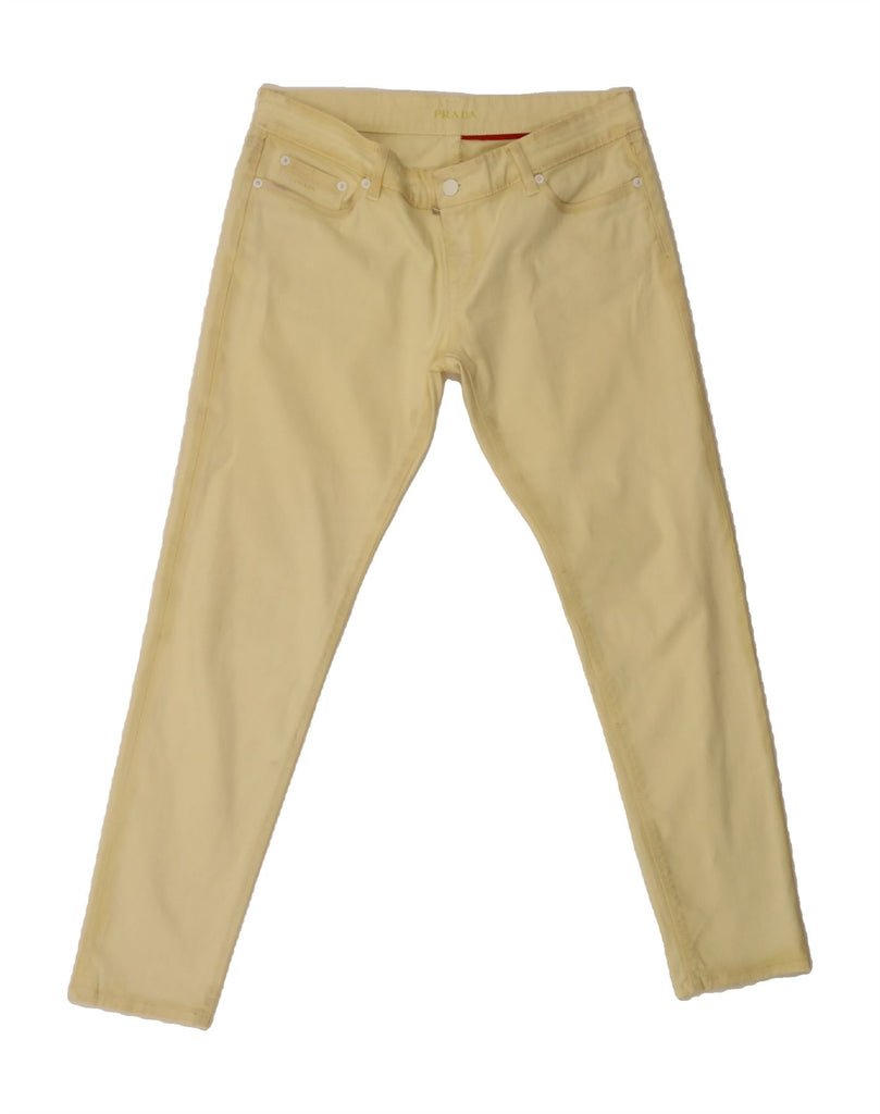 PRADA Womens Slim Casual Trousers W34 L29 Beige Cotton Vintage Prada and Second-Hand Prada from Messina Hembry 