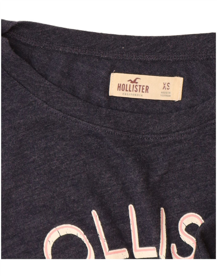 Γυναικείο γραφικό μπλουζάκι HOLLISTER Top UK 6 XS Navy Blue Cotton
