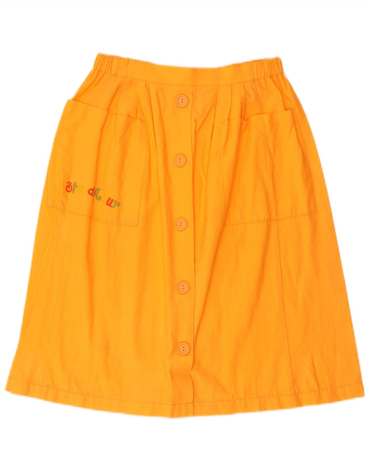 VINTAGE Girls A-Line φούστα 12-13 ετών W30 Πορτοκαλί βαμβακερό